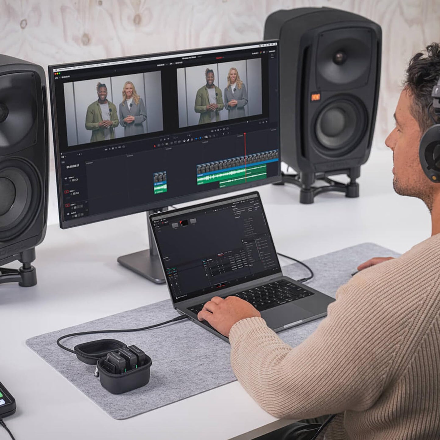 Rode Wireless Pro Compact Wireless Microphone System With Timecode, 32-Bit Float On-Board Recording, 2 Lavalier Microphones And