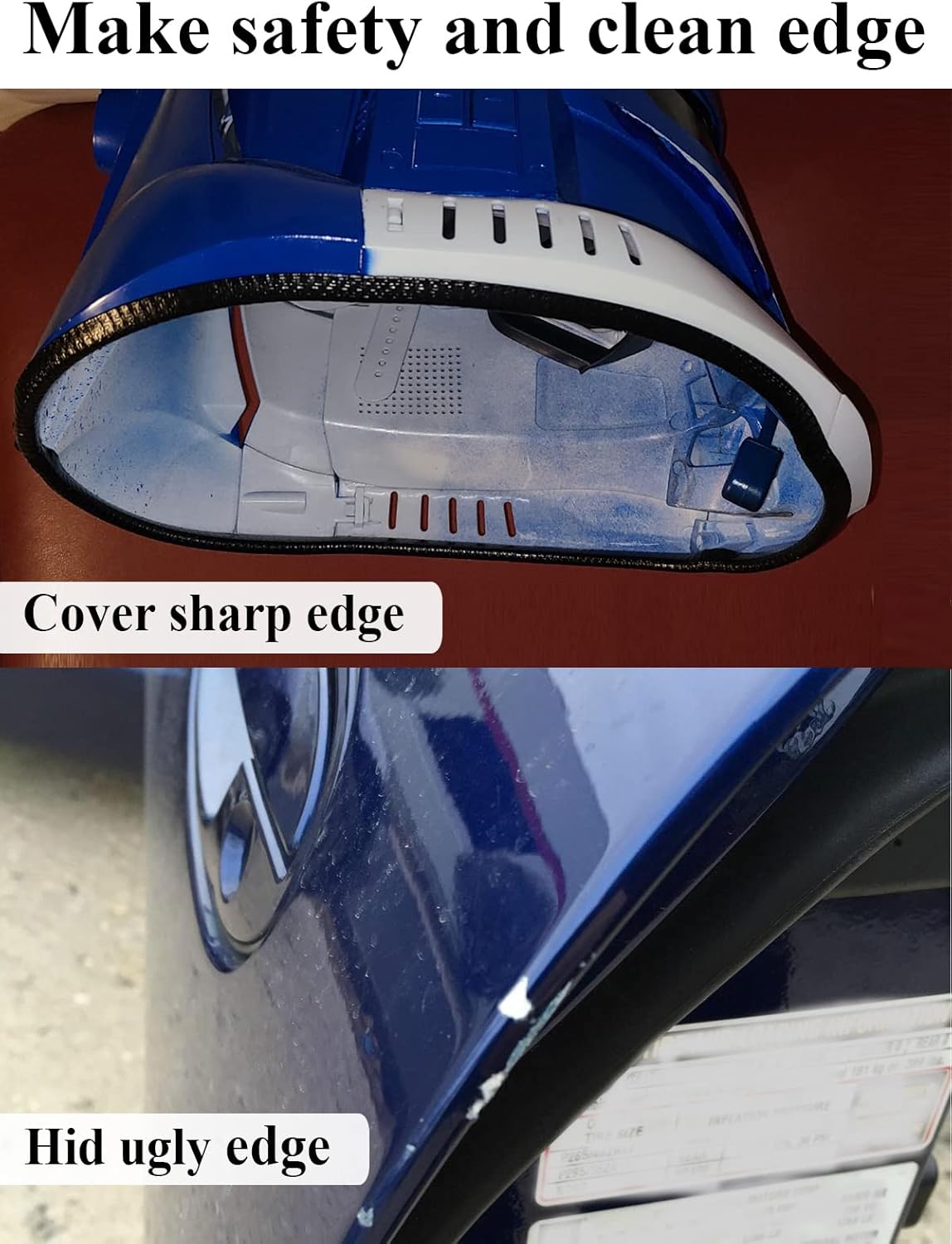 SYOAUTO Large Edge Trim Fits Edge 1/4 inch, 16 Feet (5 Meter) Black Rubber Edge Boat Trim Molding