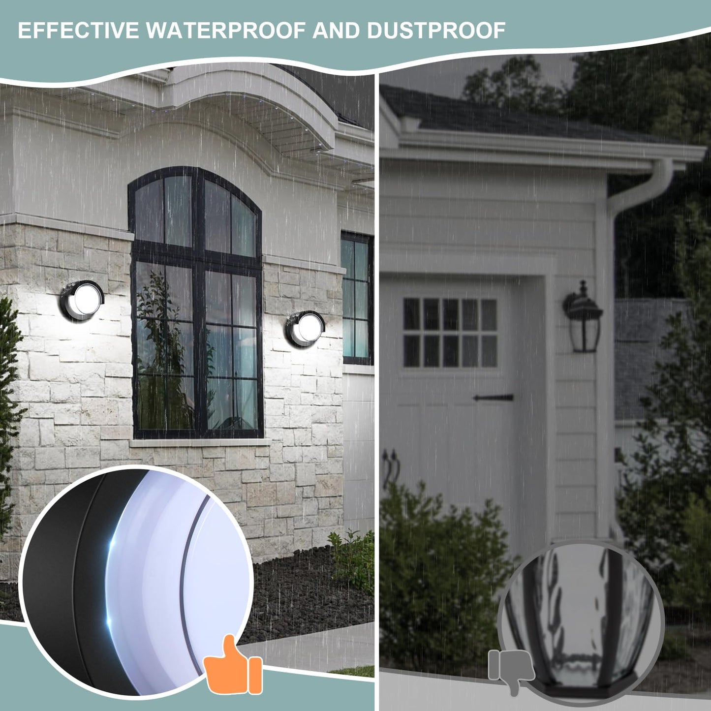 Biritalo Led Porch Lights Outdoor 12W 6500K Modern Wall Lighting Double-Layer Cover Aluminum Exterior Light Fixture Ip65 Waterproof For Stairway Garage Patio Bedroom
