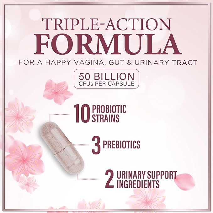 Vaginal Probiotics for Women - Vaginal PH Flora Feminine Health Balance Support - 50 Billion CFU Per Capsule, Odor Digestive Immune Support - Womens Probiotics Supplement with Cranberry - 120 Capsules