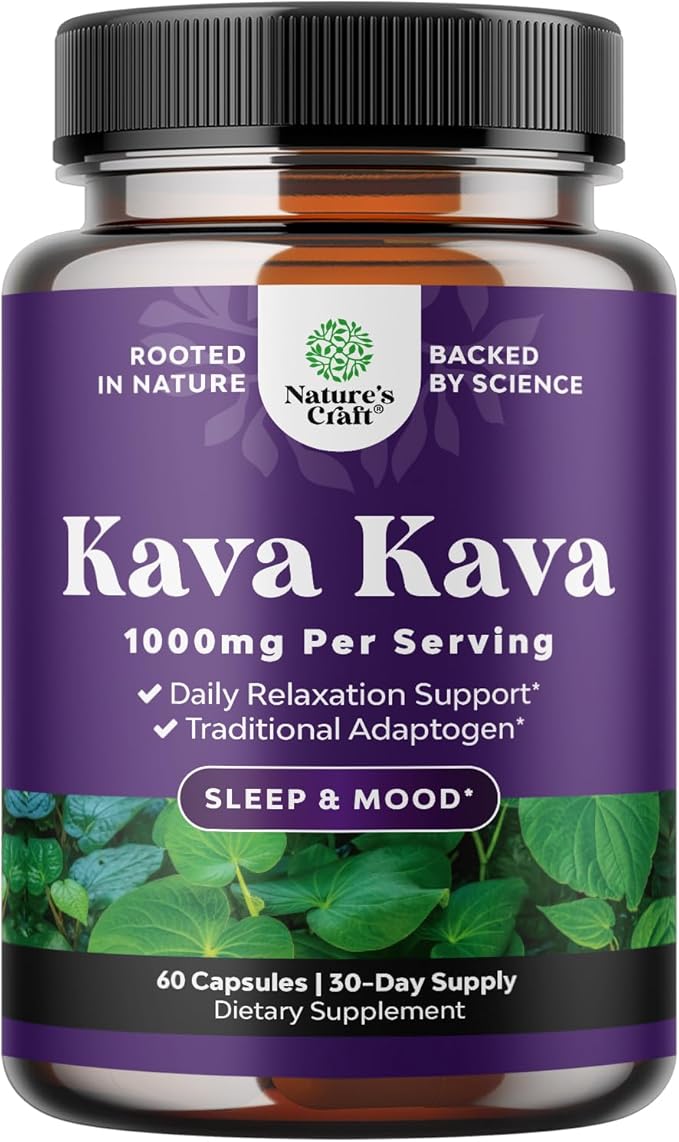 Kava Kava Root Extract Supplement 1000mg - Fast Acting Herbal Support with Kavalactones for Balanced Mood - Relax Calming ...