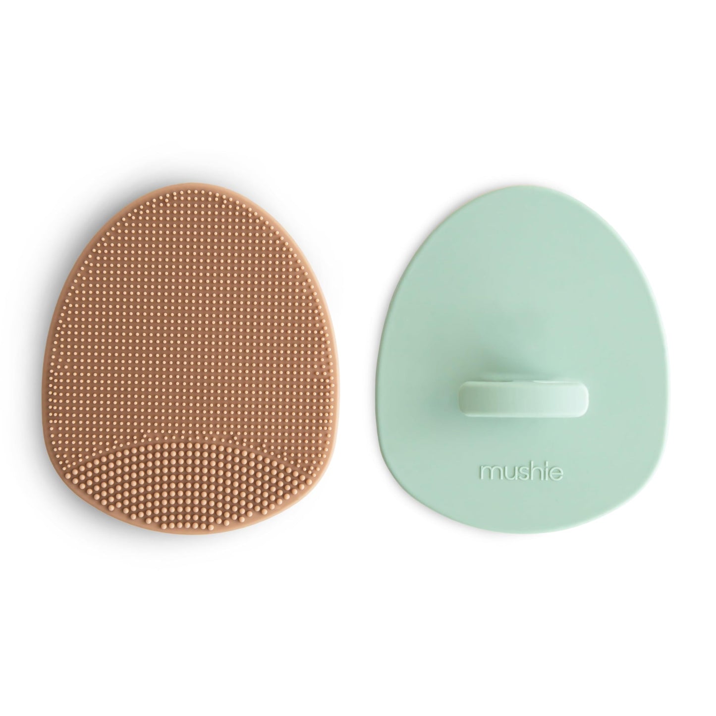 mushie Baby Bath Cradle Cap Brush | Soft Silicone Bristles for Dry Skin, Eczema, & Cradle Cap Treatment | 2-Pack (Natural/Cambri