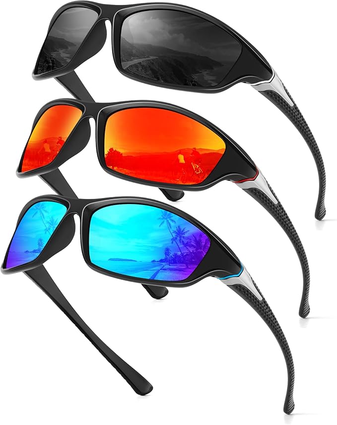 OUTDOORKING Sports Mens-Sunglasses Polarized Sunglasses-Men: Sunglasses for Men UV Protection for Running Cycling Fishing