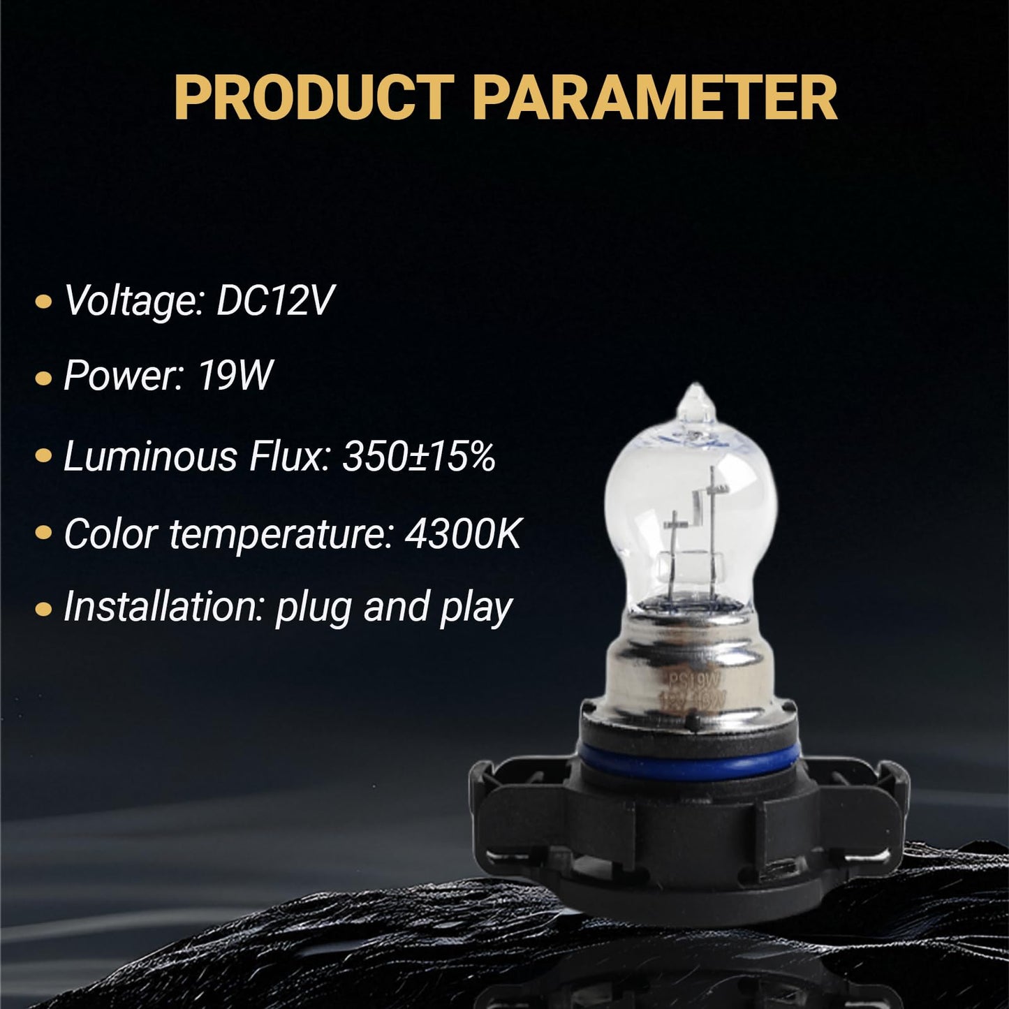 Yytqp 2 Pcs Ps19W Car Fog Light Bulb  12V Daytime Running Lamps  Turn Signal Bulb  Brake Lamp  Reversing Light  Automotive Clear Glass Bulbs Lighting Accessory  Universal For Most Cars (White)
