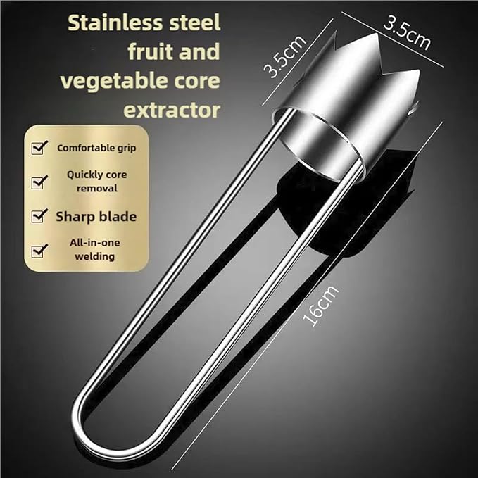 Fruit and Vegetable Corer Pepper Seed Apple Remover Bell Pepper Tomato Corer Tool Stainless Steel Kitchen Gadget Silver 3 pcs