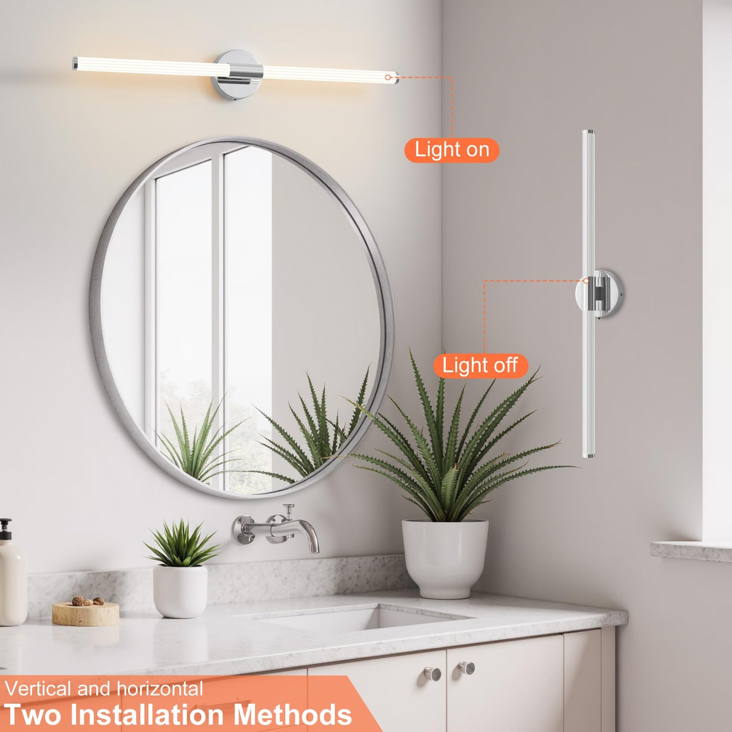 Gednbo Bathroom Wall Sconces Set Of 2 Hardwired Dimmable 5Cct Led Bathroom Light Fixtures Over Mirror 360 Full Lighting 31 Long Vanity Light Bar Modern Chrome Wall Sconce For Bedroom Living Room