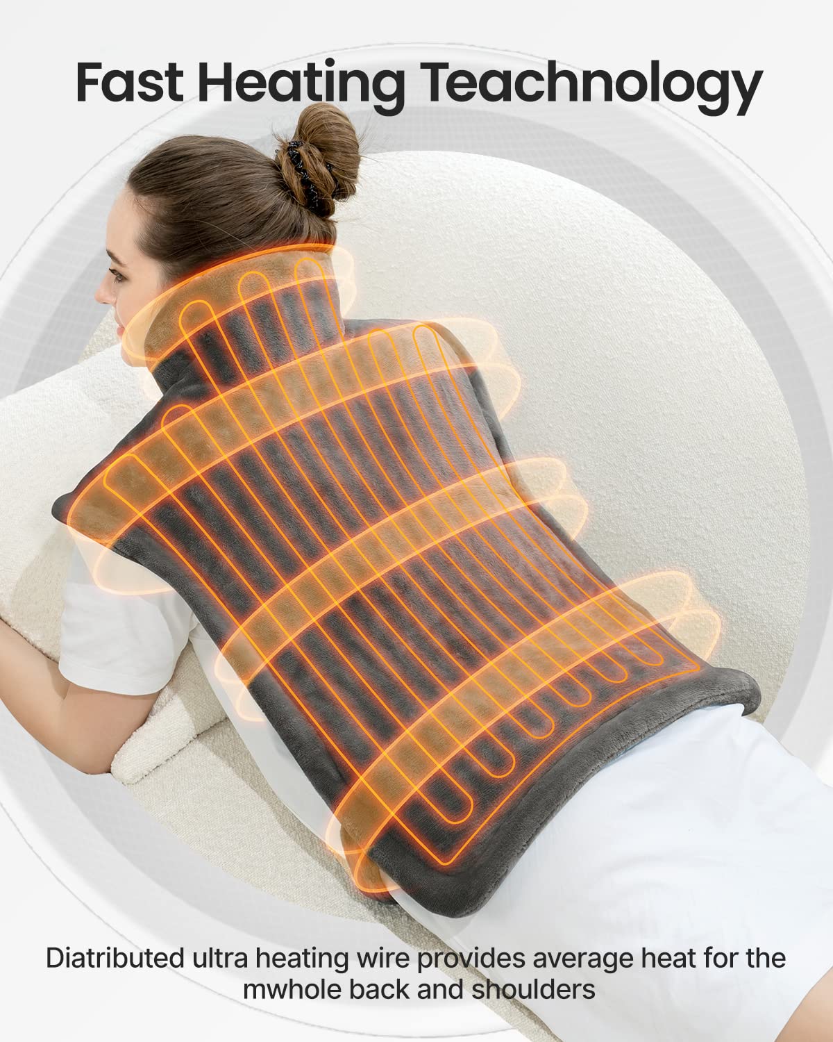 RENPHO Electric Heating Pad for Back, Valentines Day Gifts for Her Him, Birthday Gifts for Women Men Mom, FSA Eligible HSA Approved, Large Heat Pad for Neck Shoulders, 24"x33", ETL Certified, Gray