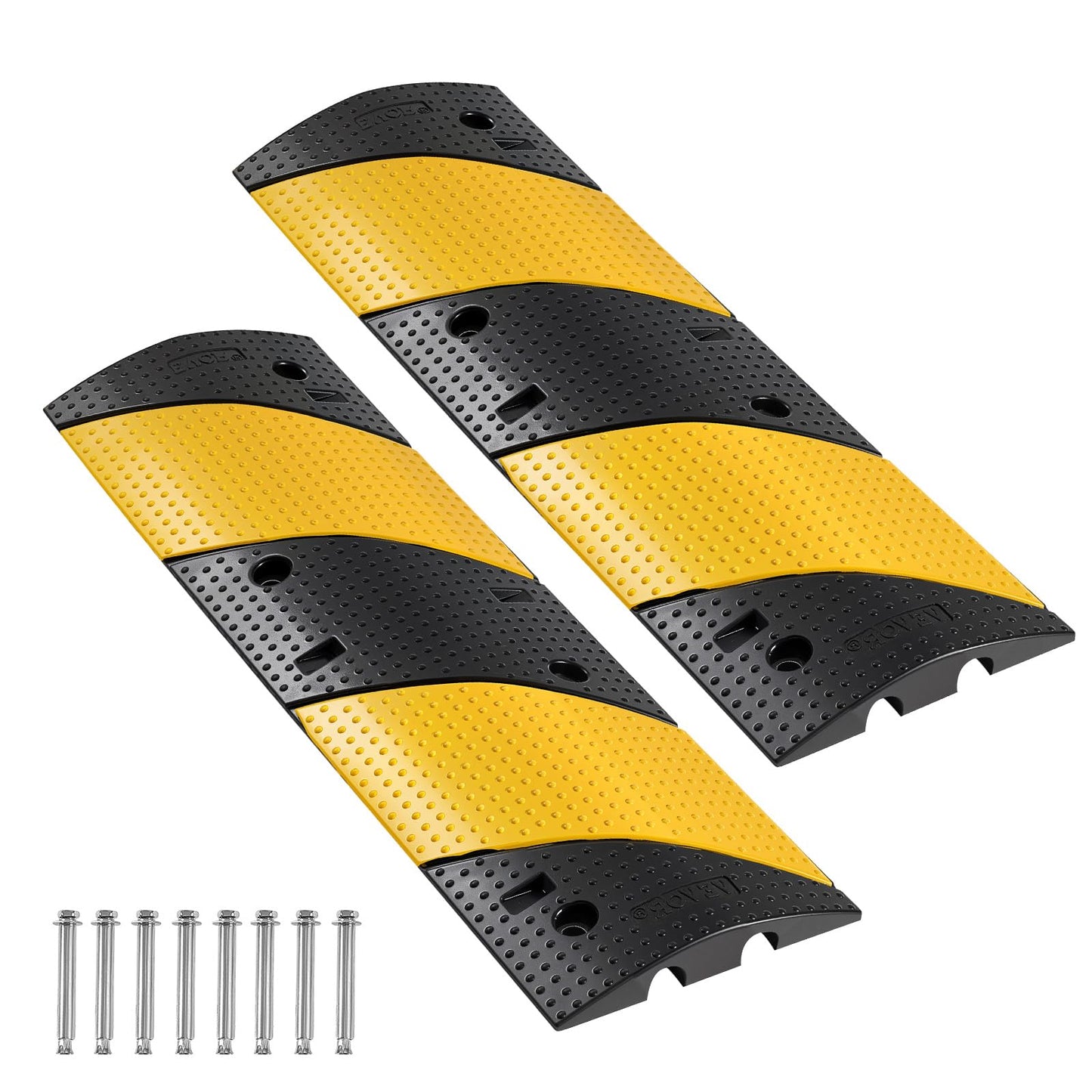 Vevor 40 In Rubber Speed Bump, 2 Pack, 2 Channel Heavy Duty Traffic Speed Hump, 22000 Lbs/Axle Load Capacity, Cable Protector Ra