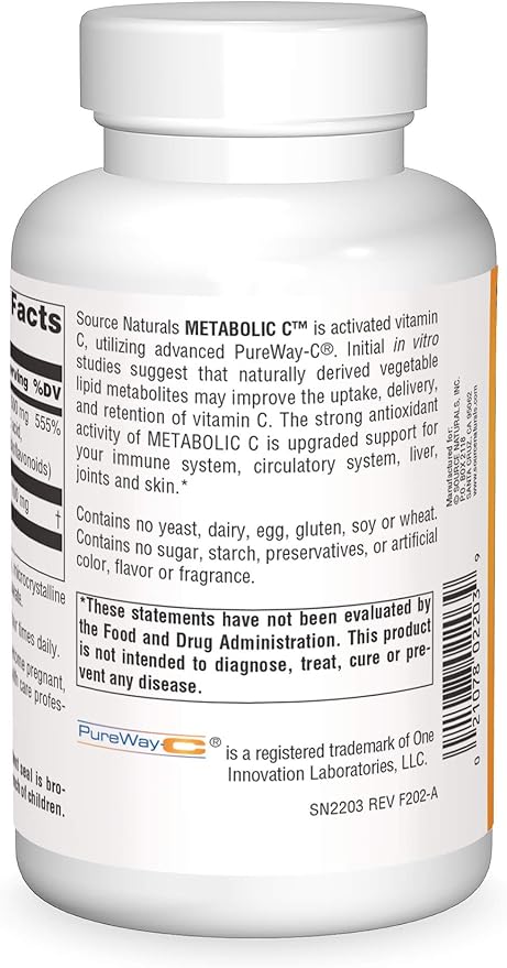 Source Naturals Metabolic C 500 mg Vitamin C - 180 Capsules