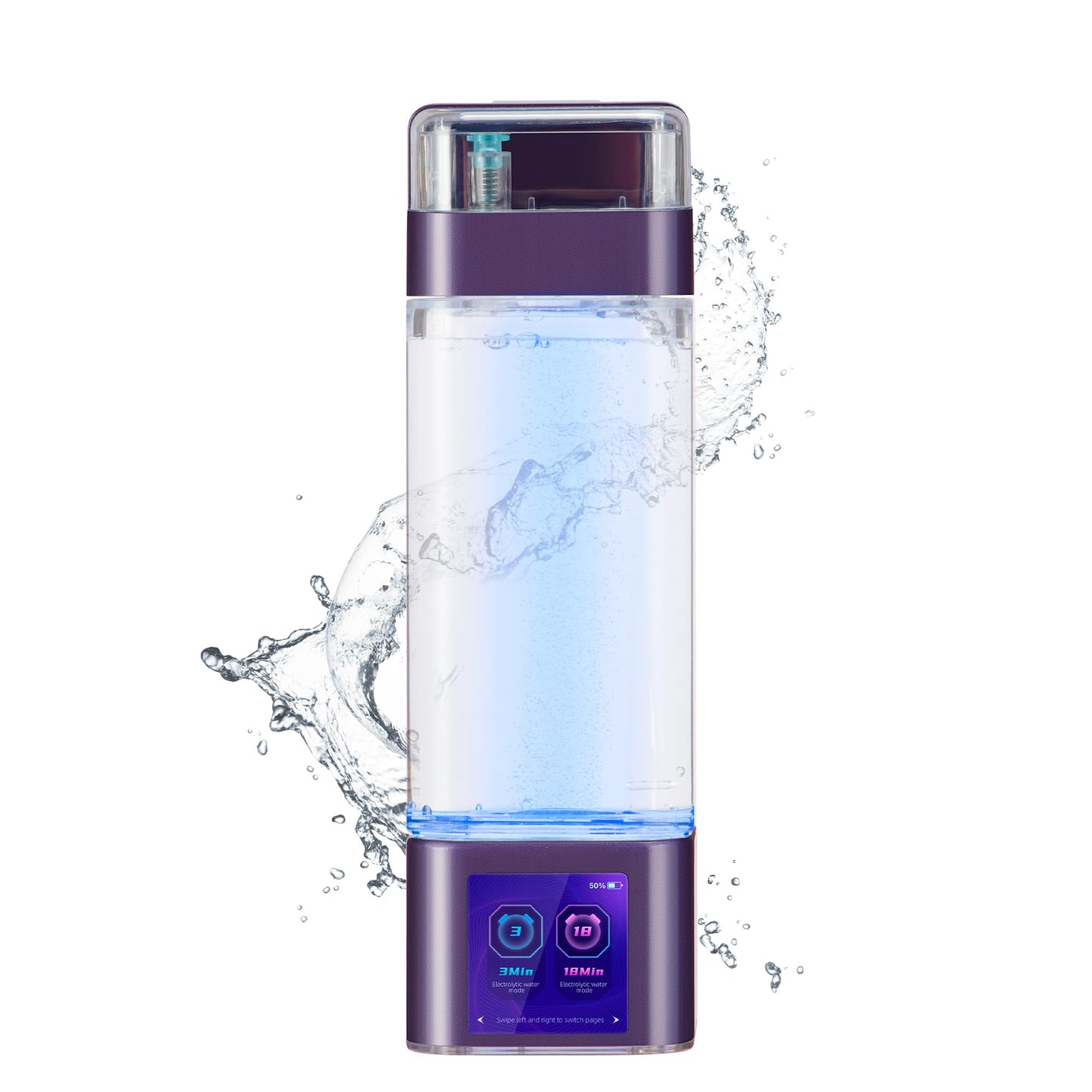 Hydrogen Water Bottle Generator, Up to 9000ppb, Portable Hydrogen Bottle with Smart Touchscreen, SPE/PEM Technology for Home Office Outdoors Drinking, 350ml