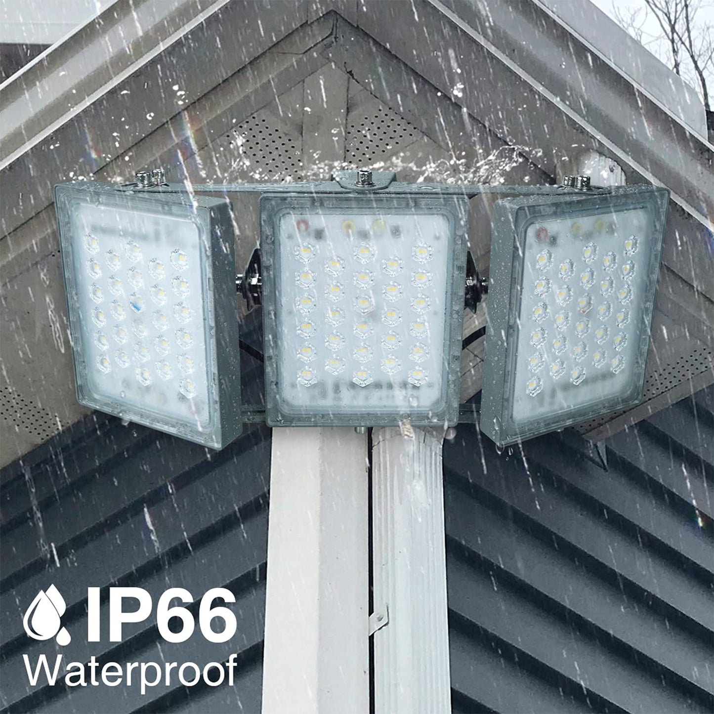 Stasun 150W 15000Lm Dimmable Led Flood Light Outdoor  Flying Series Pro - 3 Panel 330 Lighting Angle  6000K  Ip66 Exterior Floodlights For Backyard  Stadium  Arena  Court  Commercial  Parking Lot