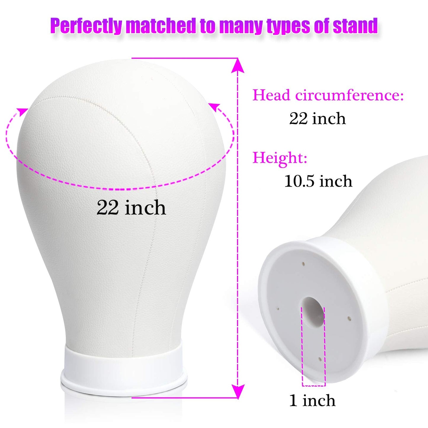 Bileaf 22 Inch Wig Head Leather Canvas Block Mannequin Head with Stand for Making Wigs Display Styling with Table C Stand Clamp