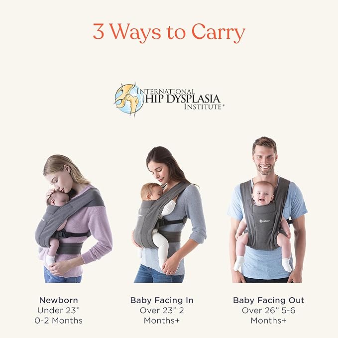 Ergobaby Embrace Baby Carrier Newborn to Toddler - Lightweight Ergonomic Baby Carriers - Cozy Essentials (7-25 Pounds), Ponte Knit, Olive