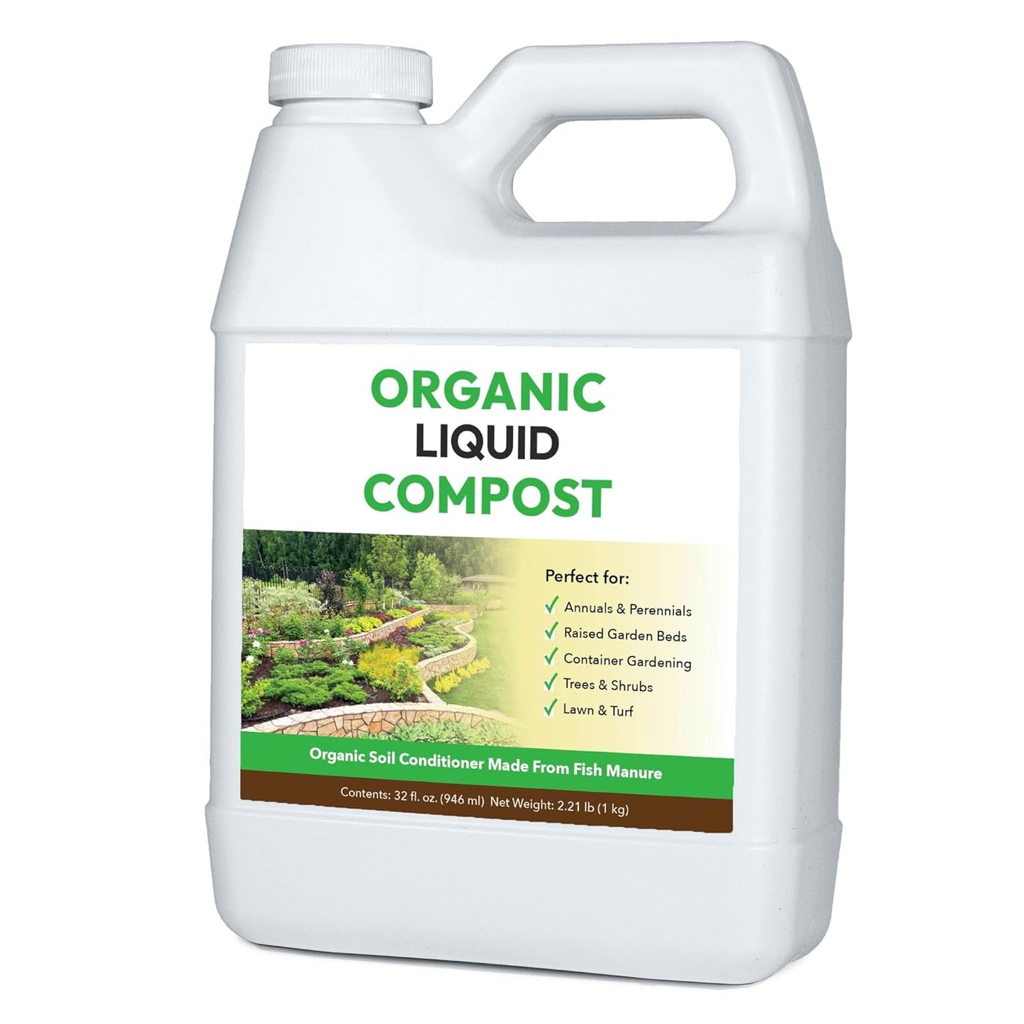 Organic Liquid Compost: Fast-Acting Alternative to Messy and Smelly Composting | Perfect for Brewing Compost Teas (32oz, Treats Up to 5,000 Sq.Feet)