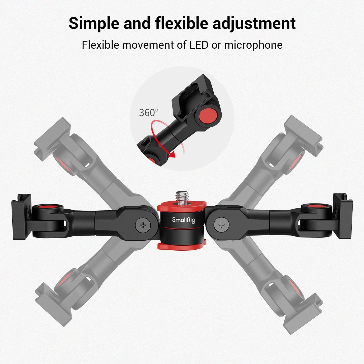 Dual Cold Shoe Mount By Smallrig, Extension Bar Universal Cold Shoe Adapter With 1/4  Thread Holes, For Microphone,Led Video Lig
