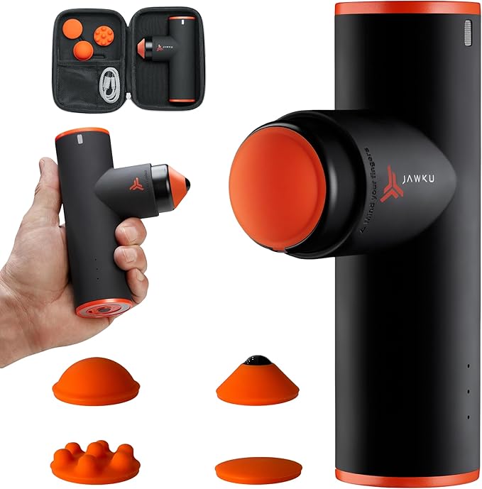 JAWKU Muscle Blaster Mini Cordless Percussion Massage Gun, Rechargeable Handheld Stimulation, Ultra Silent Vibration and D...