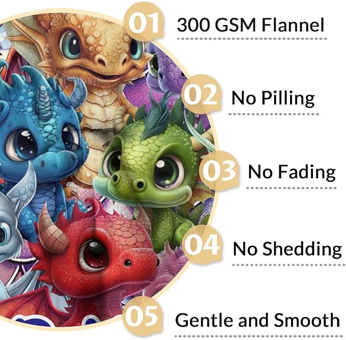 Custom Dragon Blanket Gifts with Name - 30x40 Inches Funny Throw Blanket for Babies, Kids, Boys & Girls - Colorful Soft Fuzzy Blankets for Couch, Sofa & Bed