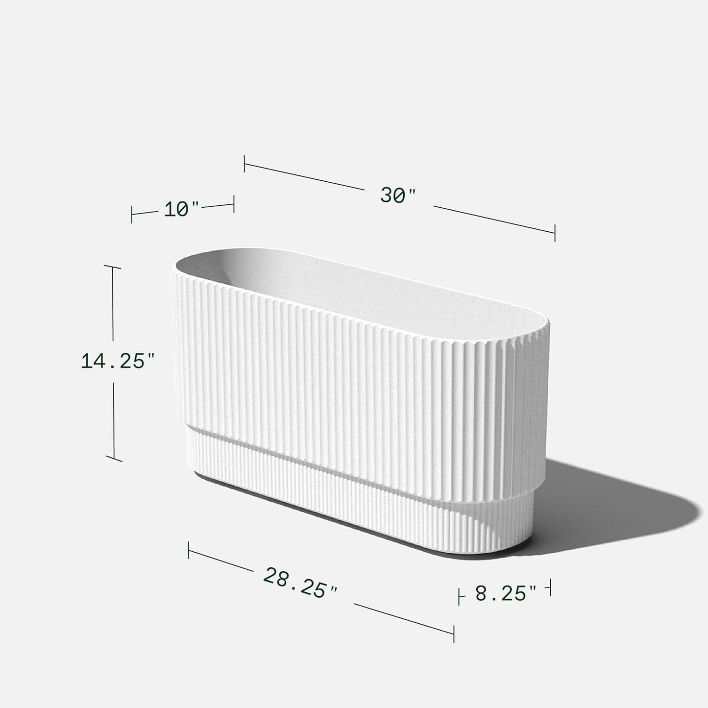 Veradek Demi Series Long Planter for Porch, Patio, Backyard | Durable Plastic-Stone Composite Material | Modern Décor for Shrubs, Flowers