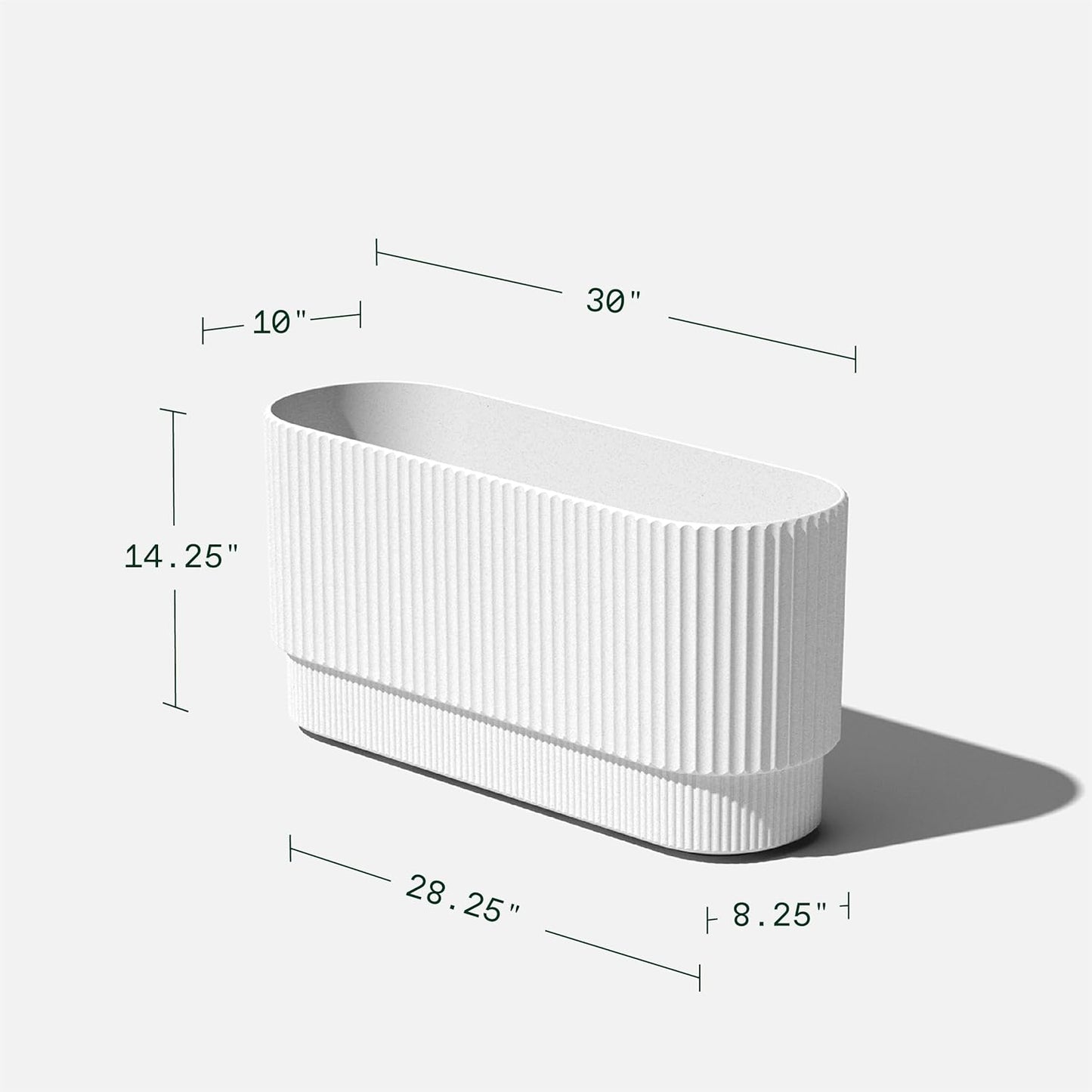 Veradek Demi Series Long Planter for Porch, Patio, Backyard | Durable Plastic-Concrete Material | Modern Décor for Shrubs, Flowers