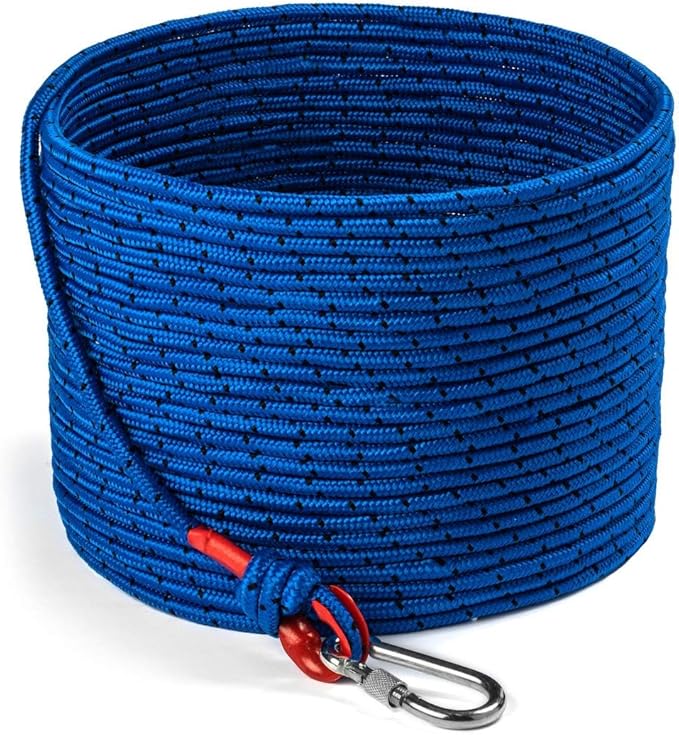 Loreso Strong Magnet Fishing Rope Carabiner, Camping Rope - Heavy Duty 1200 lb Strength All Purpose Ropes, 1/3 Inch Reinfo...