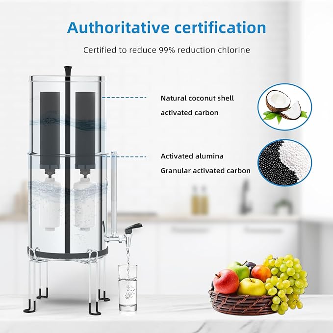 Gravity Water Filter by NSF/ANSI 42 Certified, Replacement for BB9-2® Black Filters & for PF-2® Fluoride Filters Combo Packs, Compatible with Berkey® Gravity Water Filter System