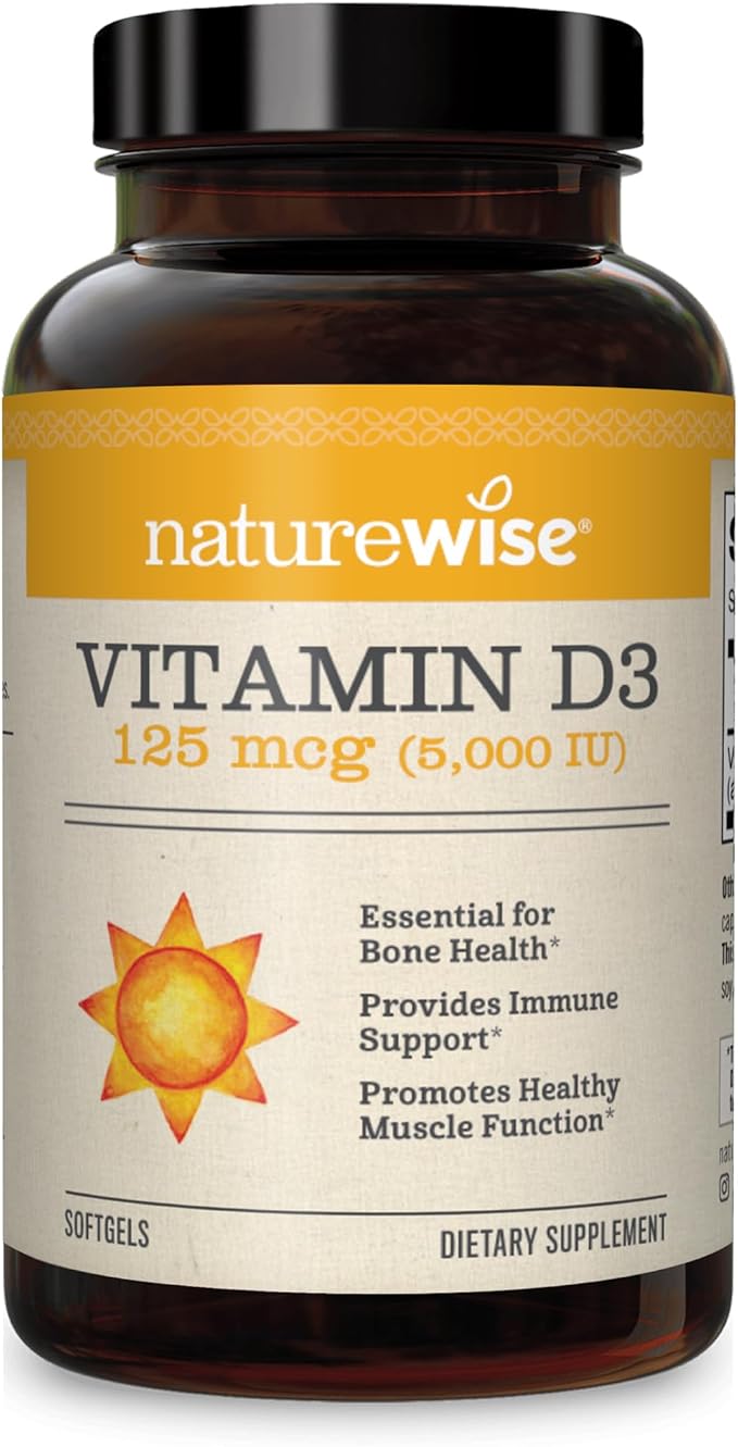 NatureWise Vitamin D3 5000iu + Vitamin B Complex for Cellular Energy, Healthy Bones and Teeth, Muscle Function, Immune and Nervous System Support - 30 + 60 Count