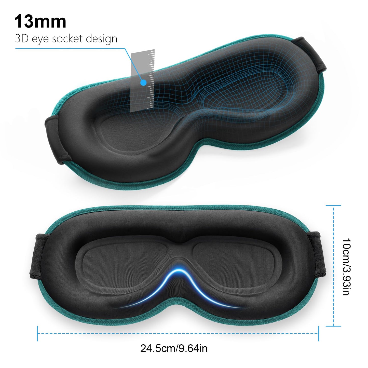 Gritin 100% Blackout Sleep Eye Mask for Women Men,Zero Eye Pressure Sleeping Mask-Ergonomic Design 3D Cutout Eye Movement and Eyelash Friendly Night Blindfold,Soft&Comfortable for Sleeping-Navy Blue