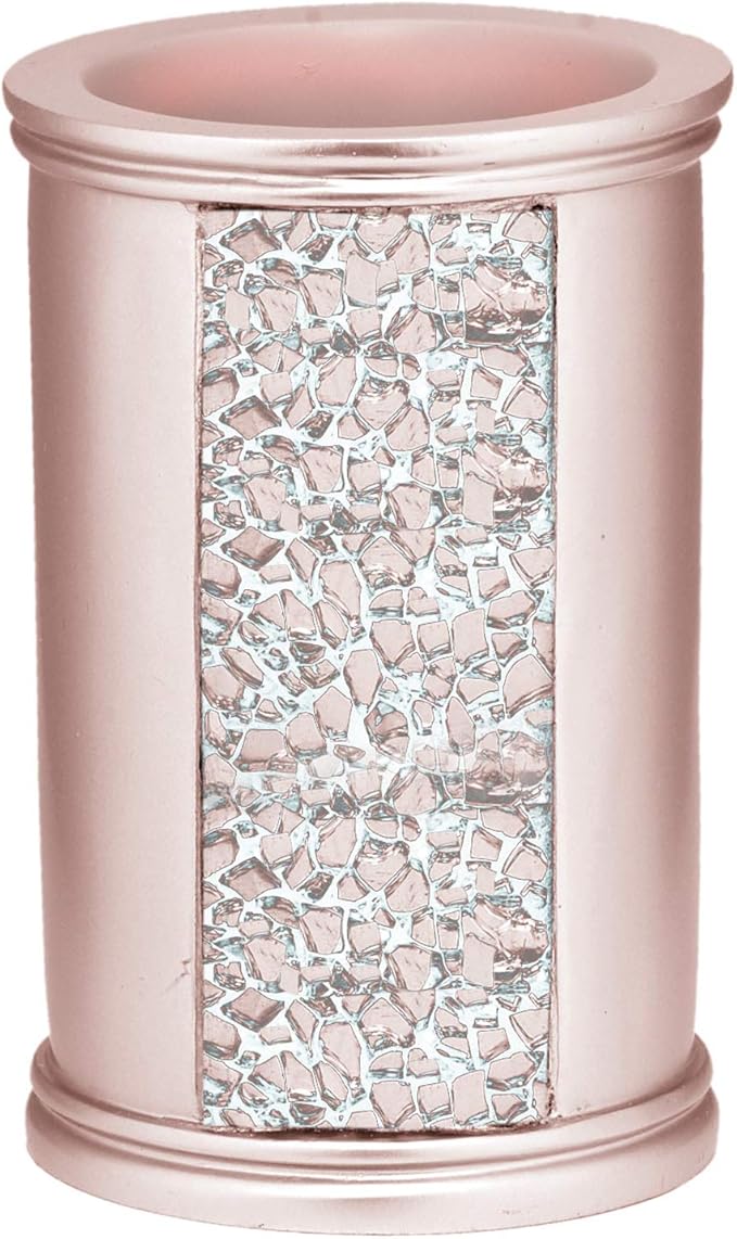 Zahari Home Sinatra Bath Tumbler Toothbrush and Toothpaste Holder Makeup Brushes Organizer, Blush