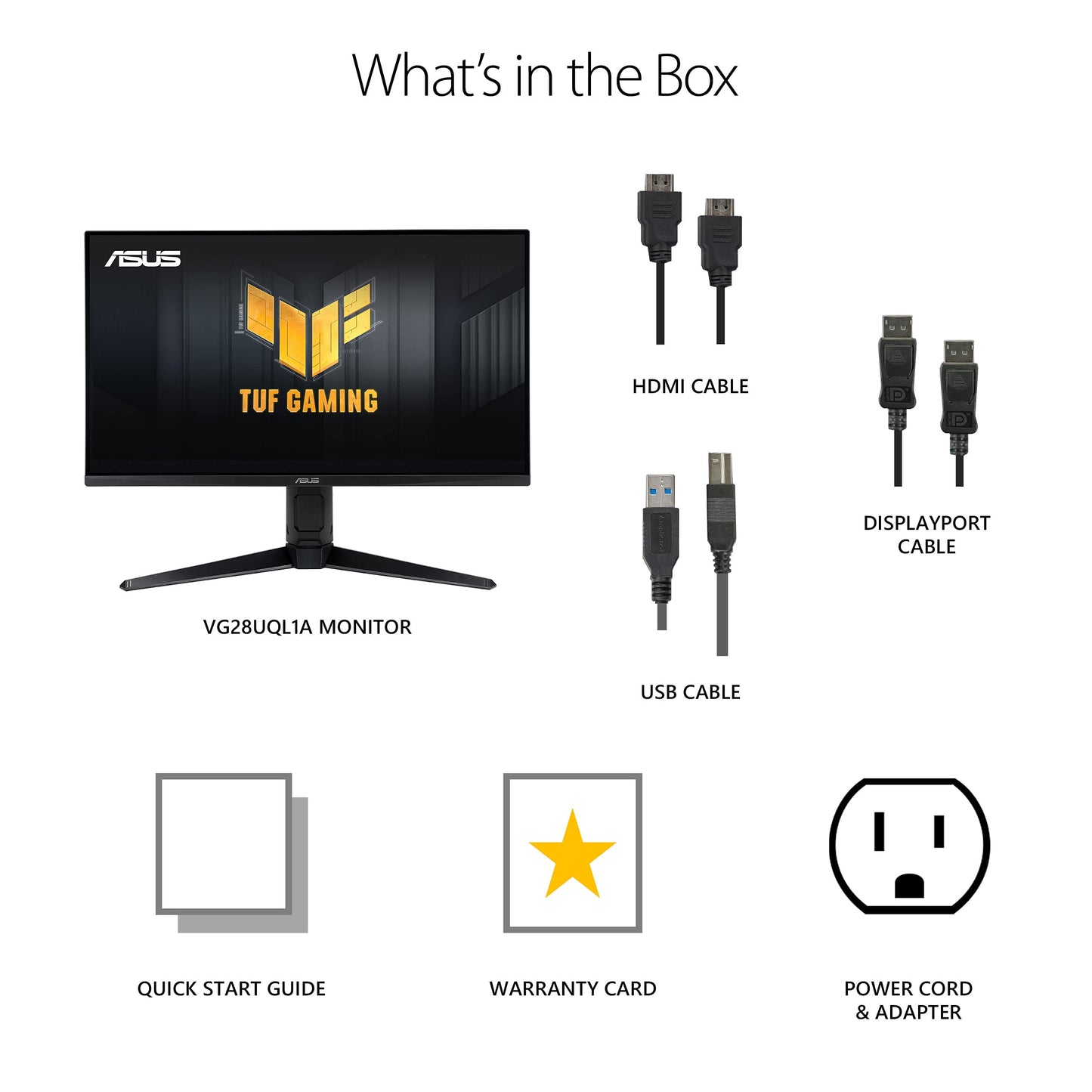 ASUS TUF Gaming 28” 4K 144HZ DSC HDMI 2.1, Monitor (VG28UQL1A) - UHD (3840 x 2160), Fast IPS, 1ms, Extreme Low Motion Blur Sync, G-SYNC Compatible, FreeSync Premium, Eye Care, DCI-P3 90%,BLACK
