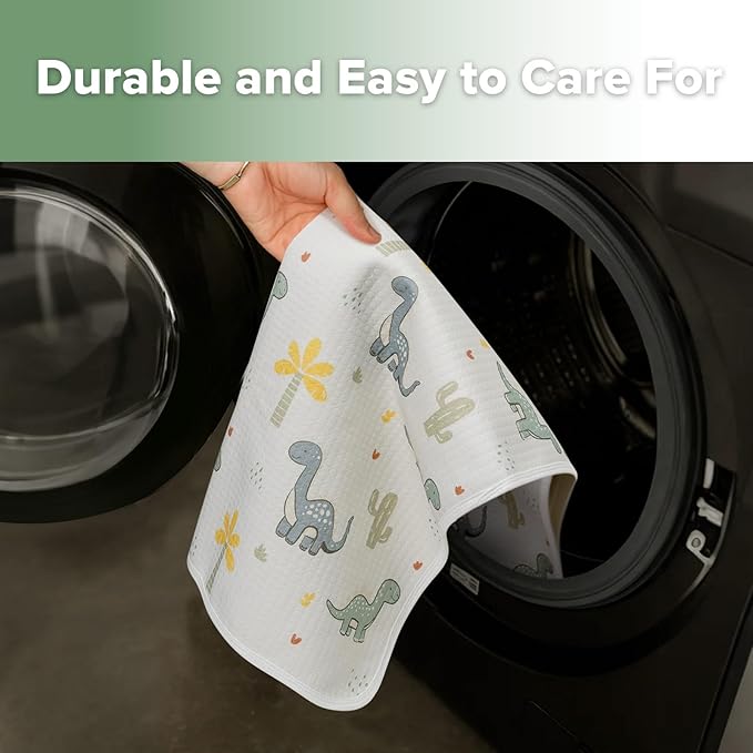 haakaa Waterproof Changing Pad Liners, 100% Cotton, Soft & Breathable (1pc, 19.5" x 27.5" Dino Land)