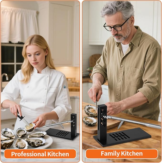 PMMJ Stainless Steel Oyster Clam Opener Machine,Oyster Shucker Tool,Adjustable Oyster Opener Tool,Including Knives, Gloves and G-Clip,Suitable for Seafood Tools for Hotel, Family and Buffet