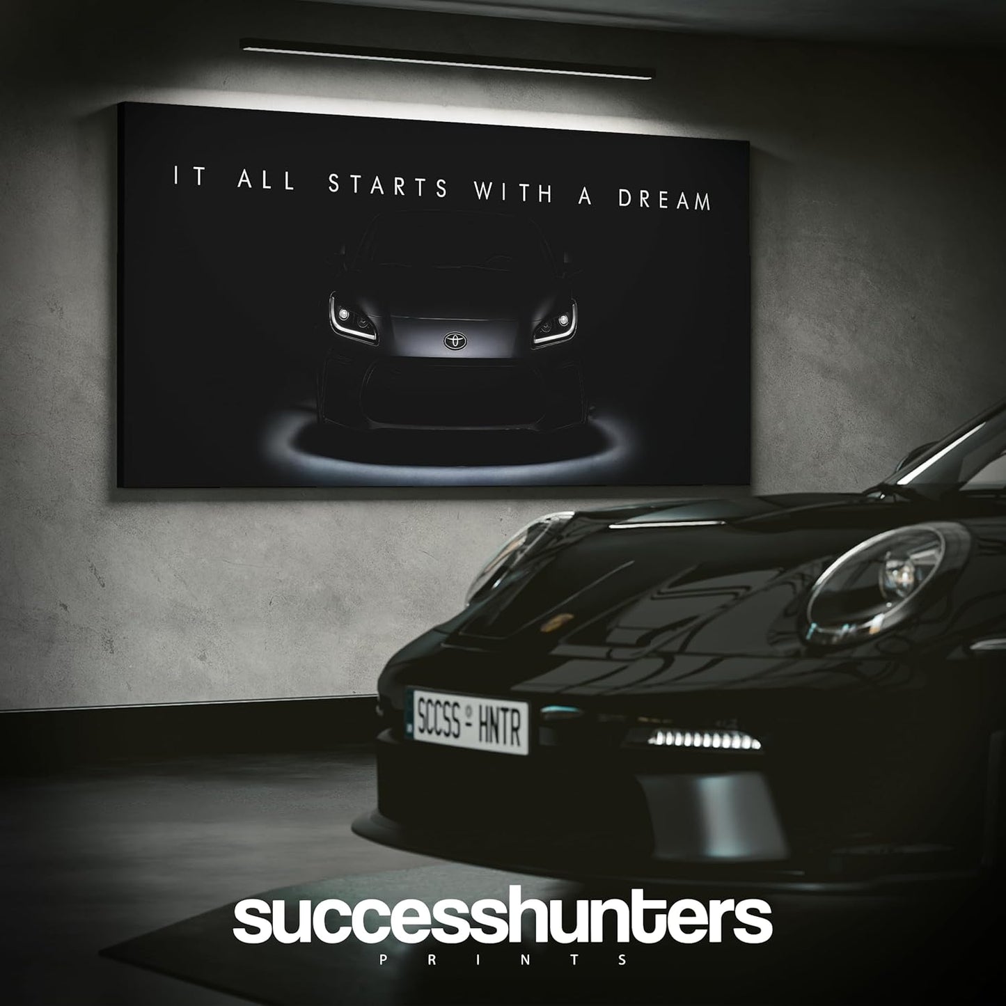 Motivational Wall Art for Office, Super Car Art Canvas, Inspirational Automotive Decor for Toyota GR86 Sportscar Lovers, Motivational Wall Decor for Home, Car Poster (8" x 8" in)