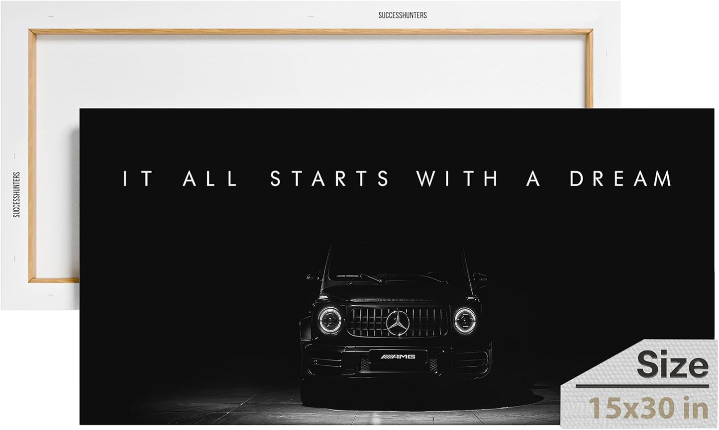 Motivational Wall Art for Office, Super Car Art Canvas, Inspirational Automotive Decor for Mercedes Benz G Class Sportscar Lovers, Motivational Wall Decor for Office and Home Car Poster (15" x 30" in)