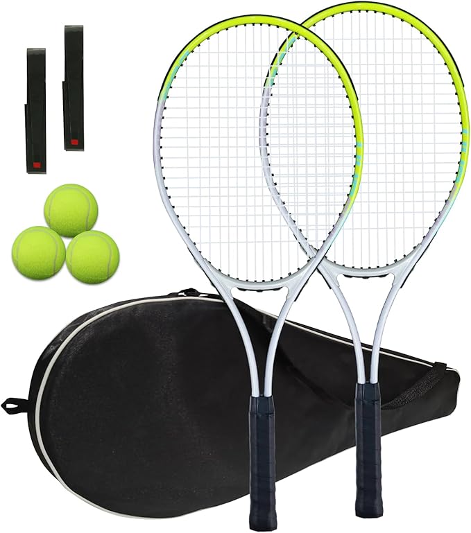 Tennis Racket Pre-Strung Lightweight 27 Inch Racquet Recreational Adult Rackets for Men Women Students Training Tennis Sta...