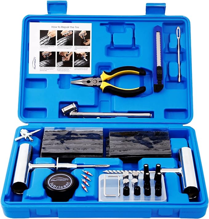 AUTOWN Tire Repair Kit - 68pcs Heavy Duty Tire Plug Kit, Universal Tire Repair Tools to Fix Punctures and Plug Flats Patch...