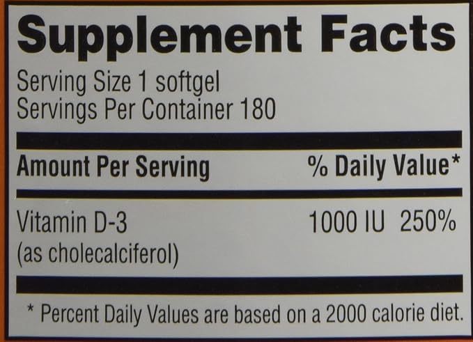 Trader Joe's Vitamin D-3 1000iu, 180softgels