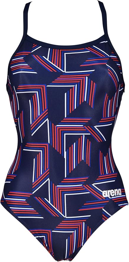 ARENA Performance Girls' Puzzled Team Print Light Drop Back Youth Bathing Swimsuit