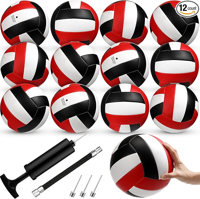 Wettarn Official Size 5 Volleyballs Bulk Soft Recreational Volleyballs with Pump Regulation Size for Beginner Indoor Outdo...