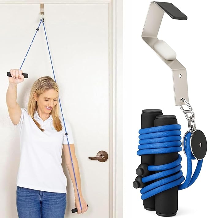 Vive Shoulder Pulley for Physical Therapy - Rotator Cuff Pain Pulley System - Over Door Rehab Exerciser - with Durable Met...