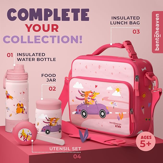 Bentoheaven Kids Food Jar (10oz) - Vacuum Insulated Food Container - Premium Double Wall Stainless Steel - Easy to Open - Keeps Soup & Food Hot/Cold - Lunch Box Thermos for Hot Food Kids (Coral Pink)