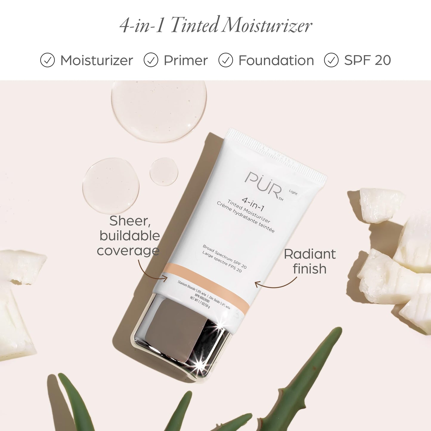PR 4-in-1 Tinted Moisturizer, 20 SPF, Light, 1.7 Ounce