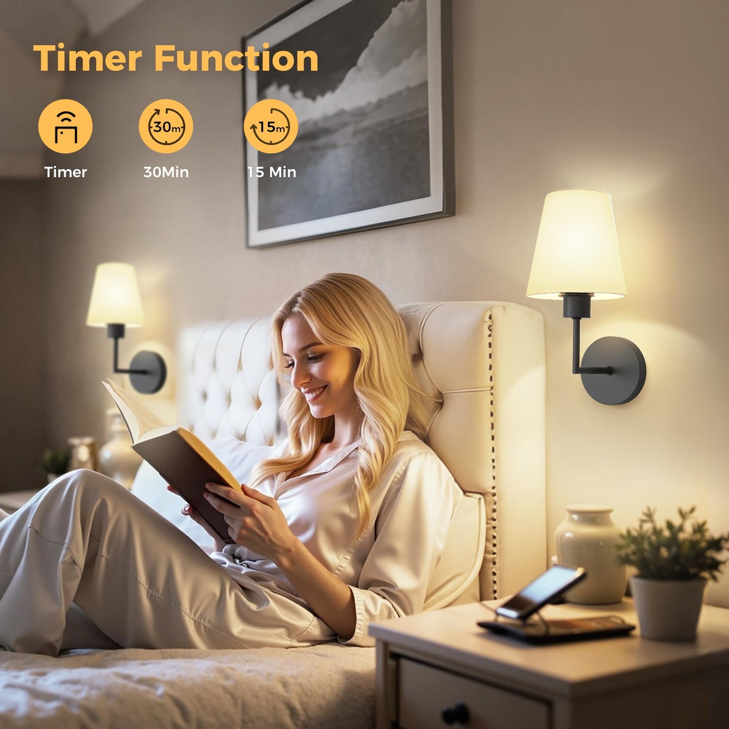 Doresshop Battery Operated Wall Sconce Set Of 2  Wall Light Wireless Easy To Install  Dimmable And Adjustable Sconces Wall Decor  Rechargeable Wall Lamp For Bedroom  Living Room  Black 13.8In