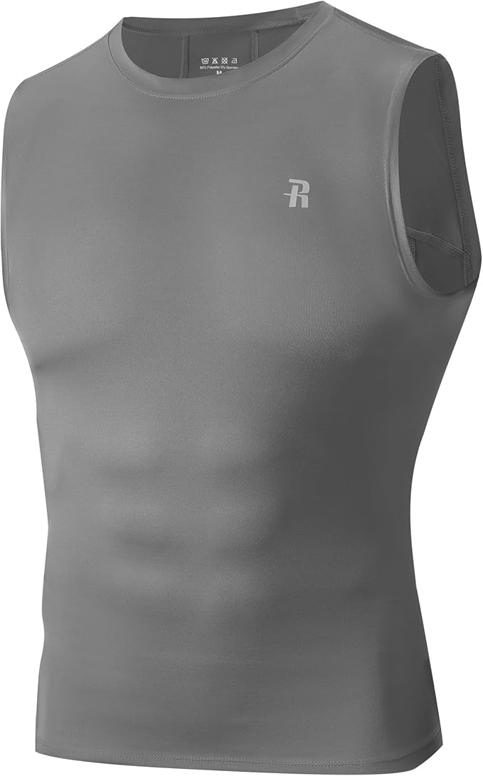 Runhit Mens Sleeveless Compression Shirt Workout Muscle Tank Top Quick Dry Athletic Base Layer Undershirt for Basketball