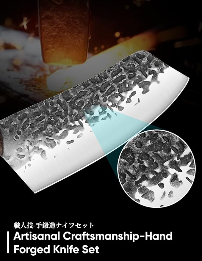 DRAGON RIOT Chef Butcher Knife Set for Meat Cutting with Roll Bag, 12 PCS Japanese Forged Chef Knives Set for Men and Women Gift for Men