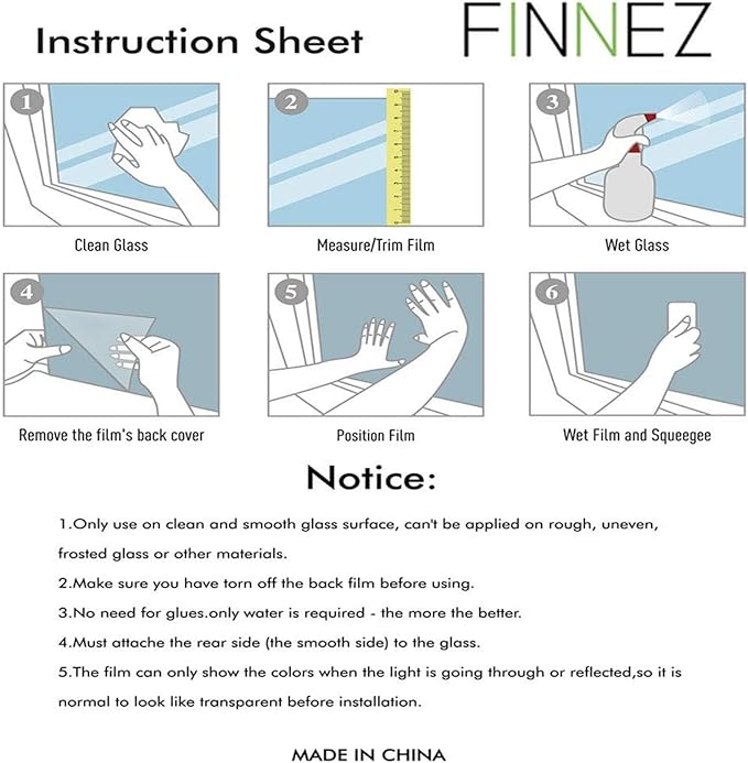 Finnez Window Privacy Film Window Film 3D No Glue Glass Sticker for Glass Door Home and Office Heat Control Anti UV (35.4 Inch x 6.5 Feet, Rainbow Grove)