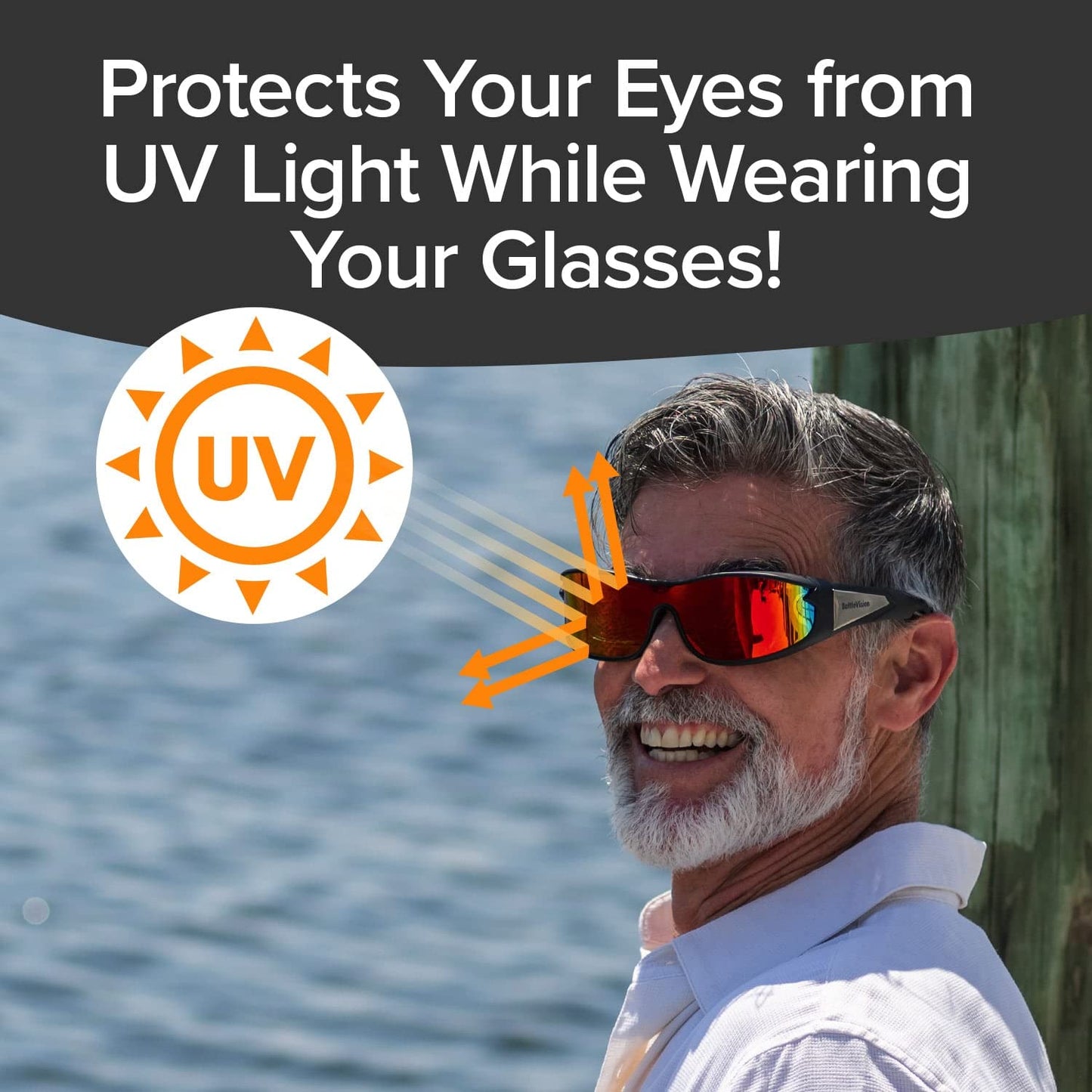 Battlevision Wrap Arounds HD Polarized Sunglasses, AS-SEEN-ON-TV, Fits Over Your Prescription Eyeglasses and Reading, See Clearer, Anti-Glare, Protects Your Eyes by Blocking Blue & UV Rays, Unisex