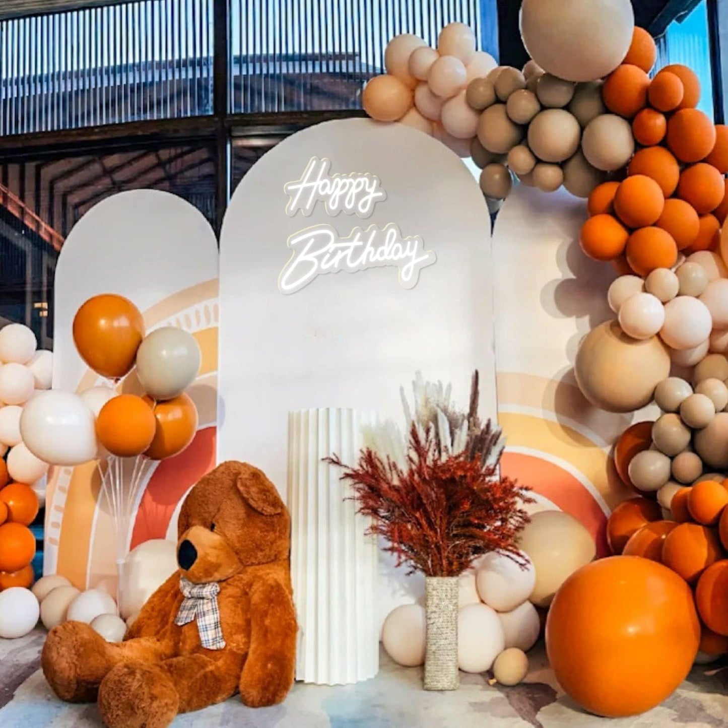 ATOLS Neon Birthday Sign Set, 2PCS with Dimmer, Acrylic, White, 16.5x8in & 23x8in for Wall Decor