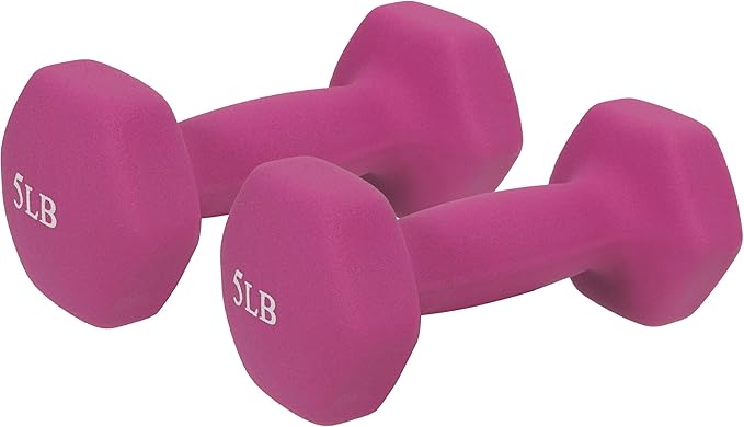 Sunny Health & Fitness Neoprene Coated Hex Shaped Dumbbell Non-Slip Fitness Weights for Home Gym Exercise, Full Body Worko...