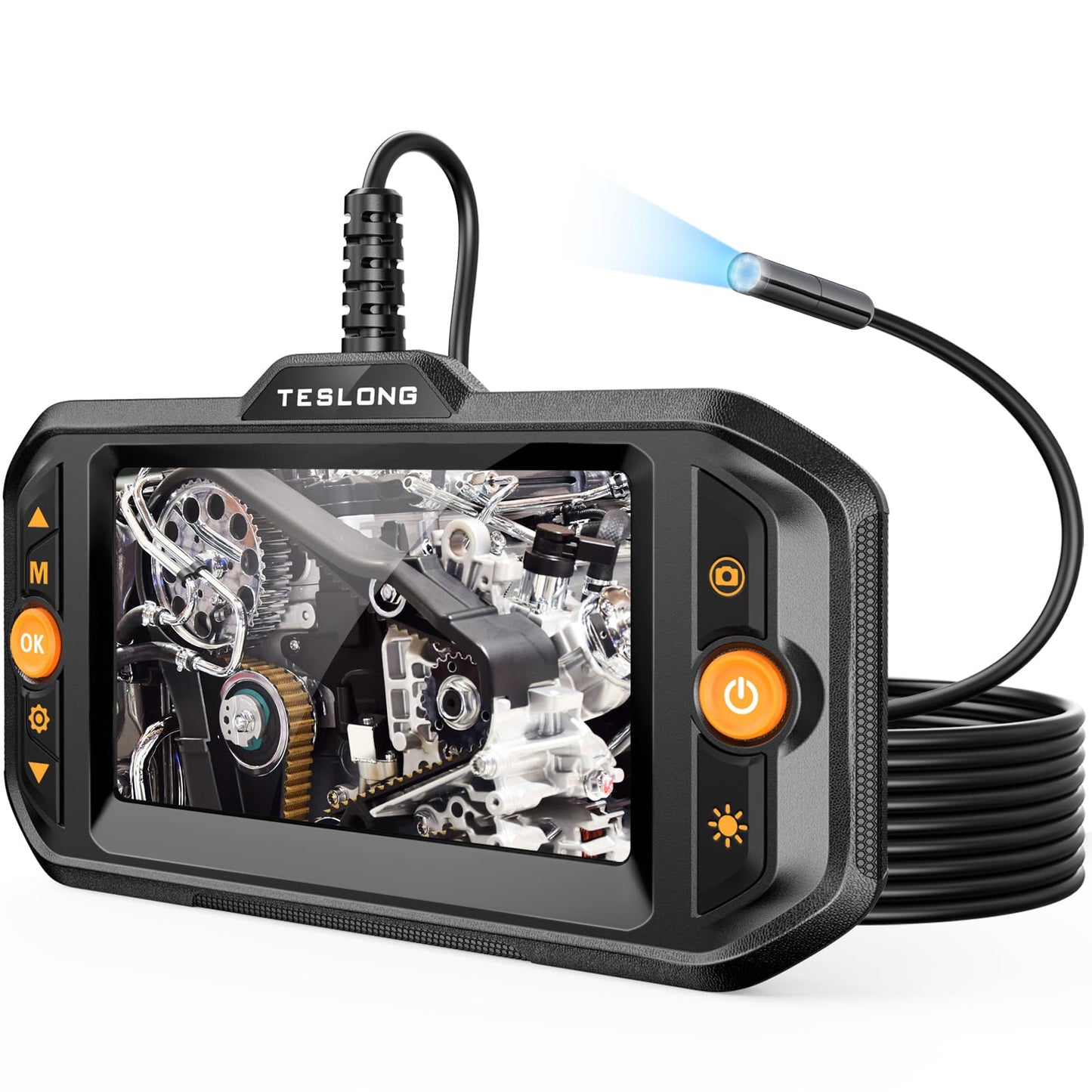 Teslong Endoscope Borescope with Light, Snake Inspection Camera for Automotive Engine, Waterproof Fiber Optic Camera for Mechanics - Ideal for Wall, Vent, Wire Video Scope (16.5FT)