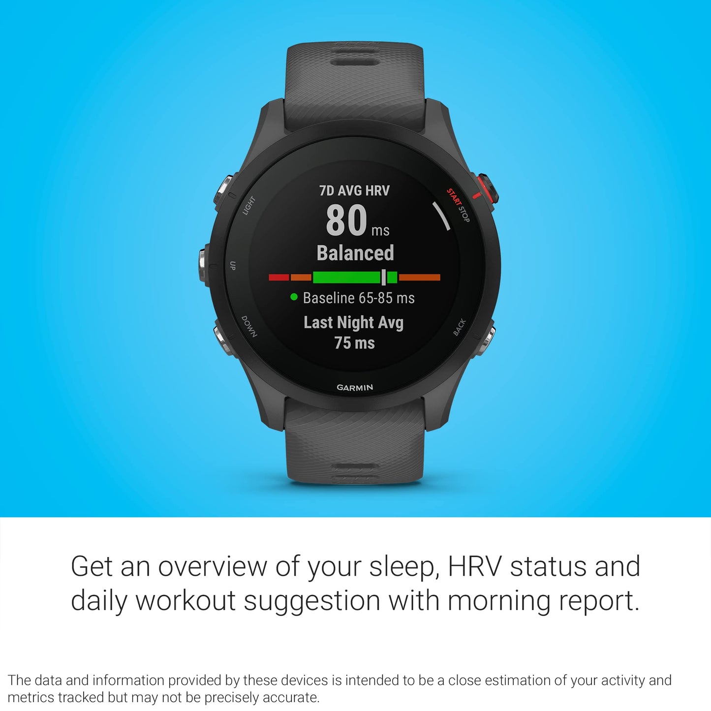 Garmin Forerunner® 255, GPS Running Smartwatch, Advanced Insights, Long-Lasting Battery, Slate Gray (Renewed)